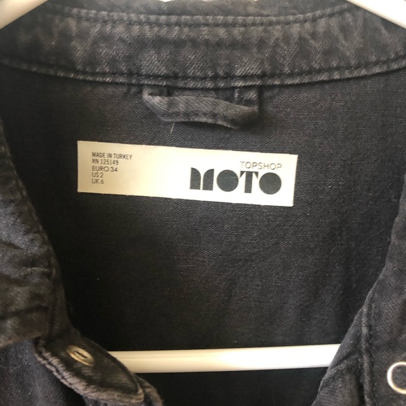 Topshop MOTO Black Denim Shirt - Picture 2 of 3